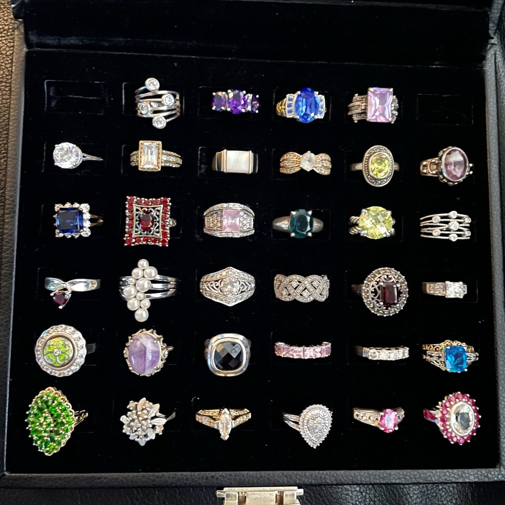Lot of 34 Sterling Silver .925 gemstone rings lot 3 - Picture 7 of 7
